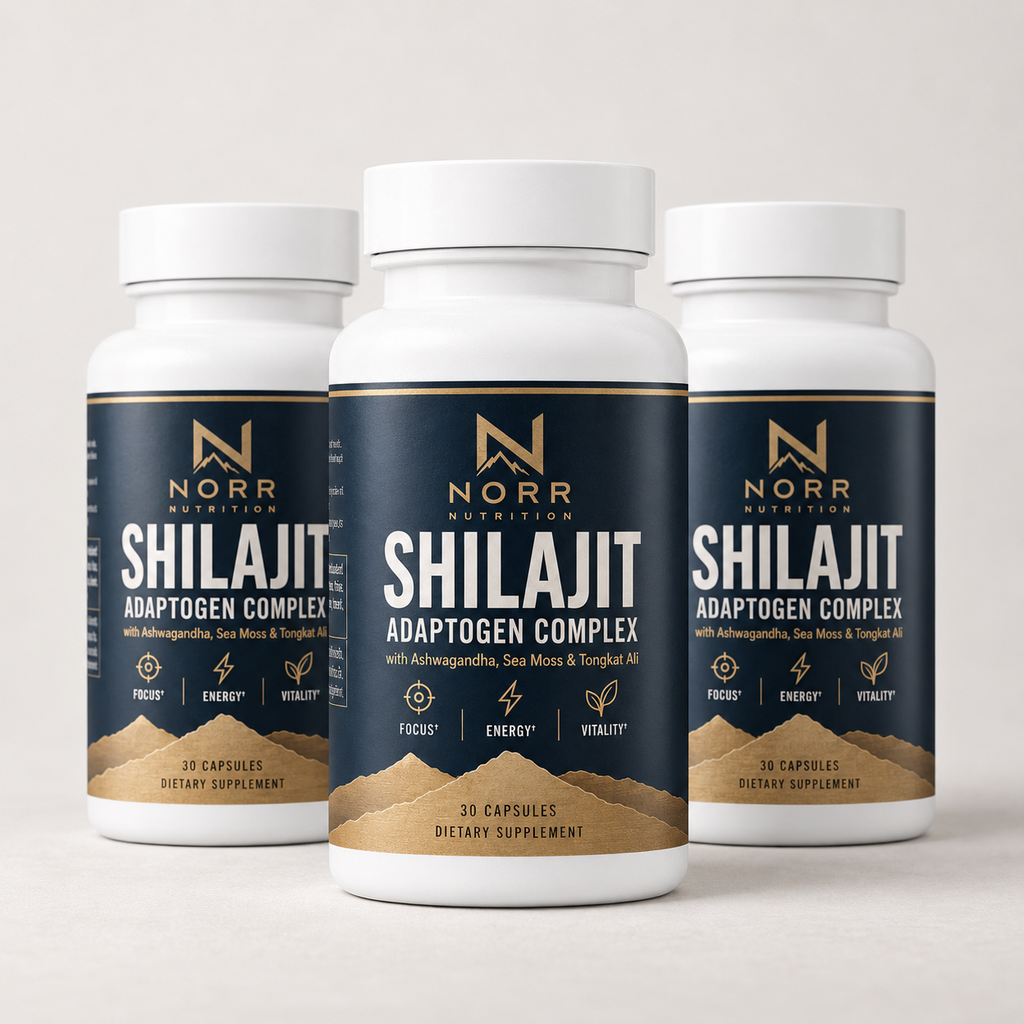 Three bottles of Norr Shilajit Adaptogen Complex, 90 capsules in total